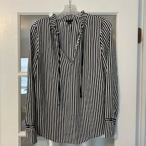 Ann Taylor, black and white stripe blouse, XS